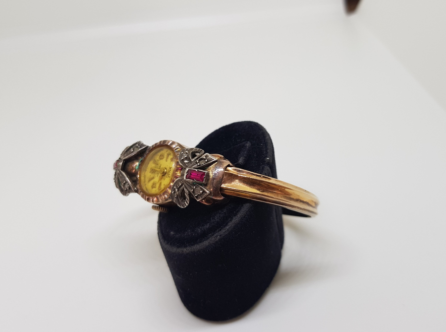 ELMAS VE YAKUT TAŞLI ÖZEL YAPIM ANTİKA ALTIN SAAT