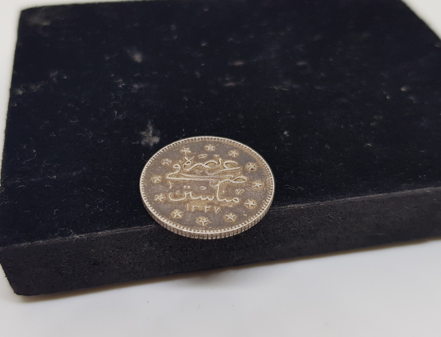 MEHMET REŞAT HAN DÖNEMİ ÇOK YÜKSEK KONDİSYONDA MANASTIR BASKI ÇOK NADİR GÜMÜŞ 2 KURUŞ