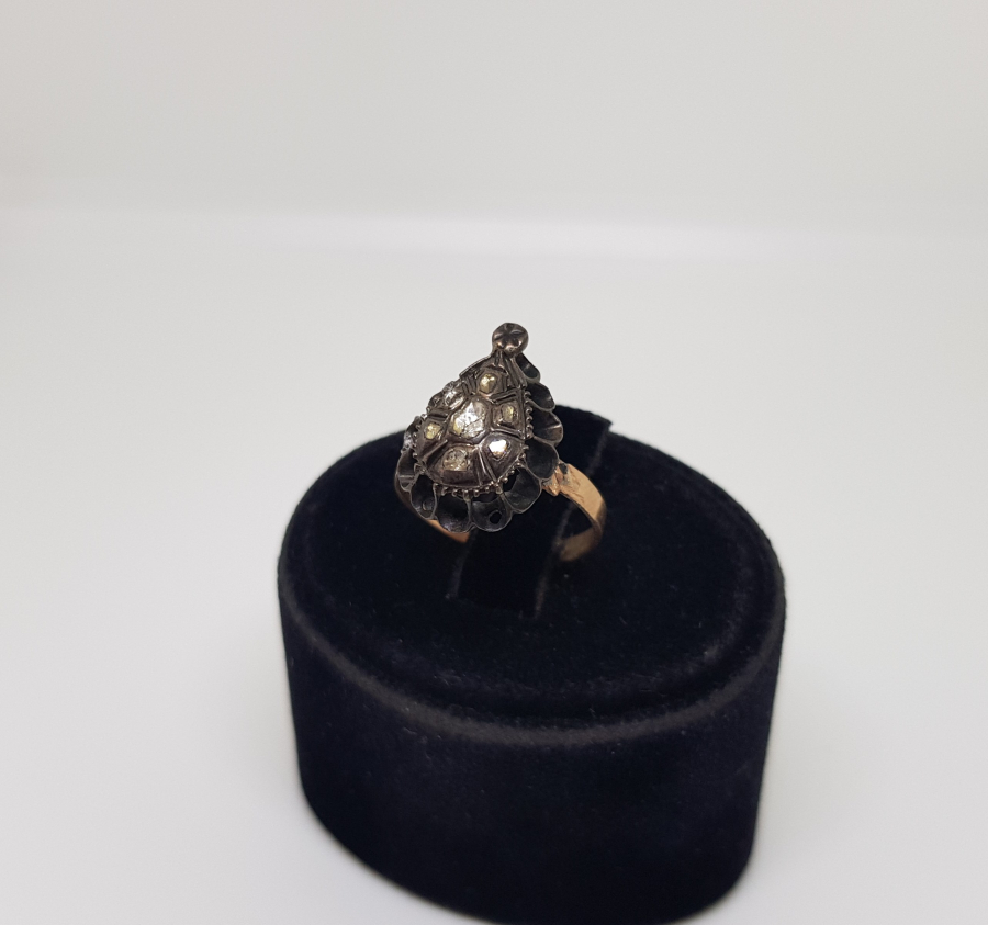 OSMANLI DÖNEMİ DAMLA MODEL ELMAS TAŞLI YÜZÜK