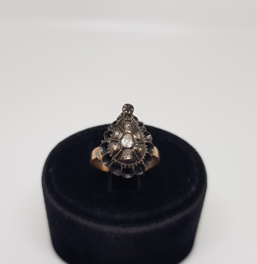 OSMANLI DÖNEMİ DAMLA MODEL ELMAS TAŞLI YÜZÜK