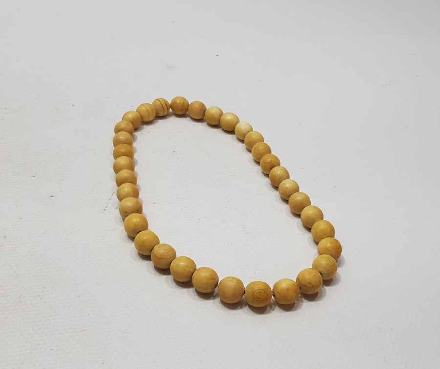 OSMANLI DÖNEMİ İRİ TANELİ FİL DİŞİ GERDANLIK - TESPİH İÇİN DE UYGUNDUR