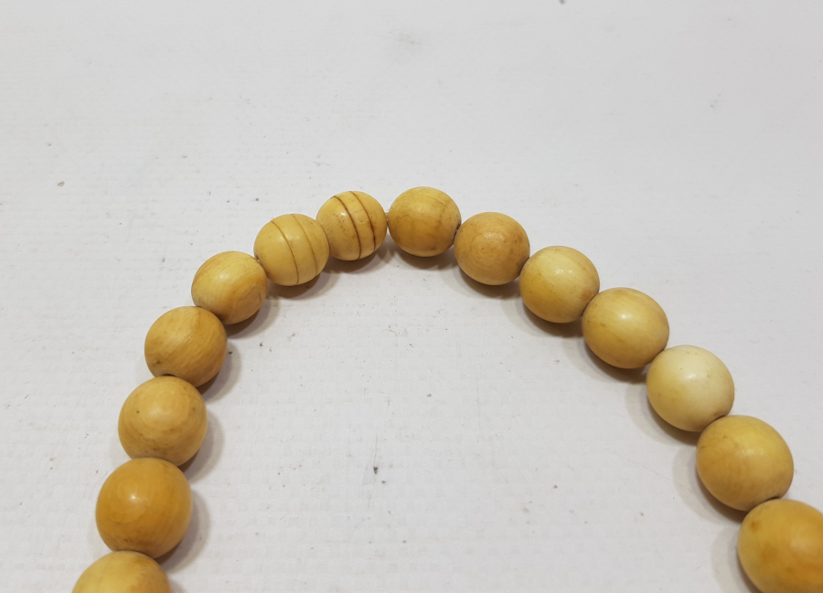 OSMANLI DÖNEMİ İRİ TANELİ FİL DİŞİ GERDANLIK - TESPİH İÇİN DE UYGUNDUR