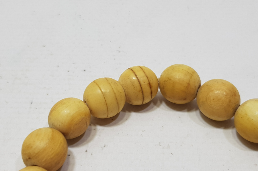 OSMANLI DÖNEMİ İRİ TANELİ FİL DİŞİ GERDANLIK - TESPİH İÇİN DE UYGUNDUR