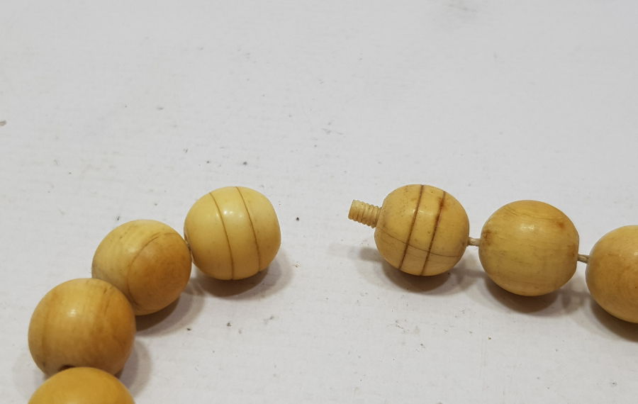 OSMANLI DÖNEMİ İRİ TANELİ FİL DİŞİ GERDANLIK - TESPİH İÇİN DE UYGUNDUR