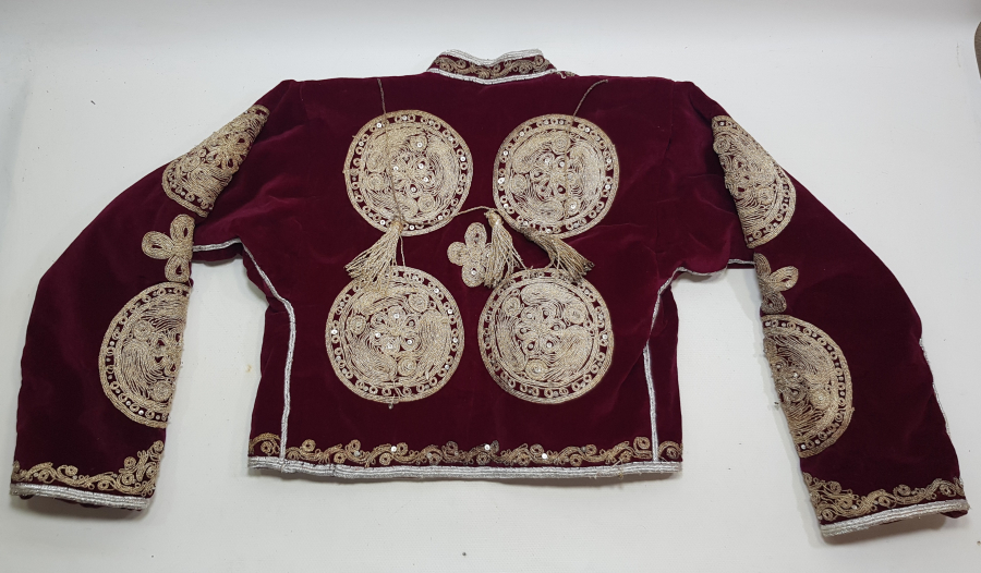 OSMANLI DÖNEMİ KÜTAHYA YÖRESİ ÇİL KONDİSYONDA PÜSKÜLLÜ GELİN CEPKENİ