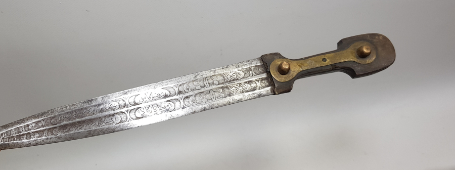 OSMANLI DÖNEMİ NADİR FORMDA 1800 BAŞLARI TAMAMI YAZILI ÇERKES KAMASI