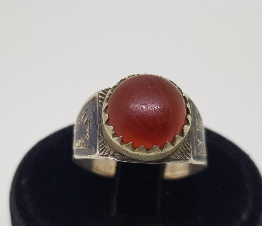 OSMANLI DÖNEMİ VAN İŞİ SAVATLI GÜMÜŞ AKİK TAŞLI YÜZÜK