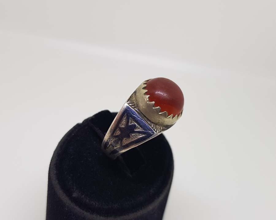 OSMANLI DÖNEMİ VAN İŞİ SAVATLI GÜMÜŞ AKİK TAŞLI YÜZÜK