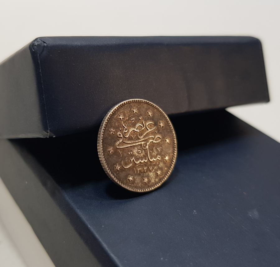 MEHMET REŞAT HAN DÖNEMİ ÇOK YÜKSEK KONDİSYONDA MANASTIR BASKI ÇOK NADİR GÜMÜŞ 2 KURUŞ