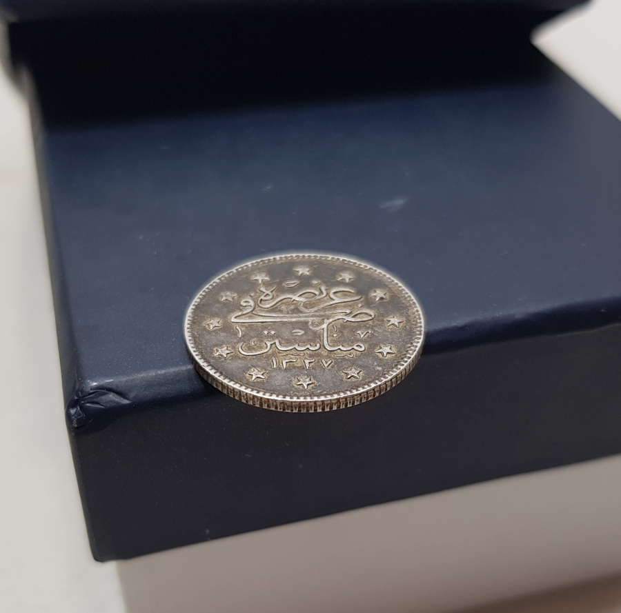 MEHMET REŞAT HAN DÖNEMİ ÇOK YÜKSEK KONDİSYONDA MANASTIR BASKI ÇOK NADİR GÜMÜŞ 2 KURUŞ