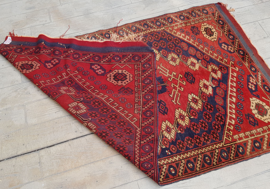 OSMANLI DÖNEMİ EL DOKUMA BÜYÜK BOY BERGAMA HALISI - KIZ BERGAMA