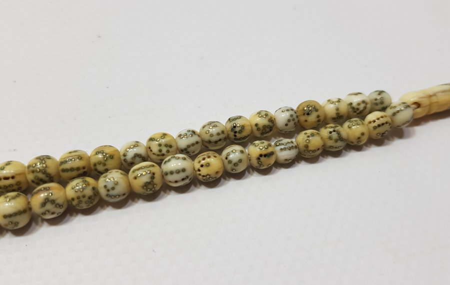 OSMANLI DÖNEMİ FİL DİŞİNDEN MAMUL ÜZERİNDE ESMA ÜL HÜSNA NIN İSİMLERİNİN YAZILI OLDUĞU ÇOK NADİR NAMAZ TESPİHİ - ZİKİR TESPİHİ