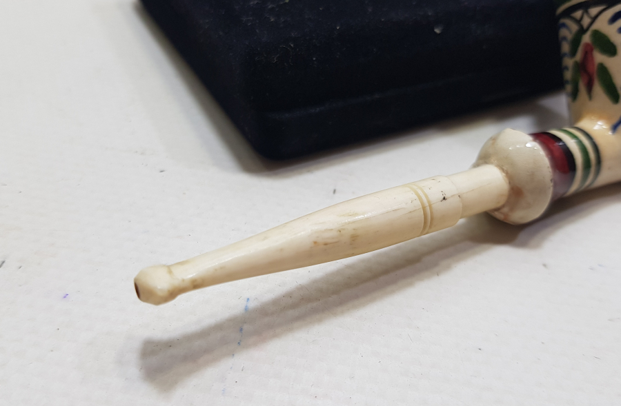 OSMANLI DÖNEMİ KÜTAHYA İŞİ EL BOYAMA USTA İMZALI PİPO