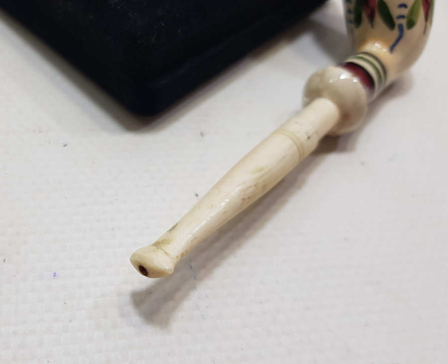 OSMANLI DÖNEMİ KÜTAHYA İŞİ EL BOYAMA USTA İMZALI PİPO