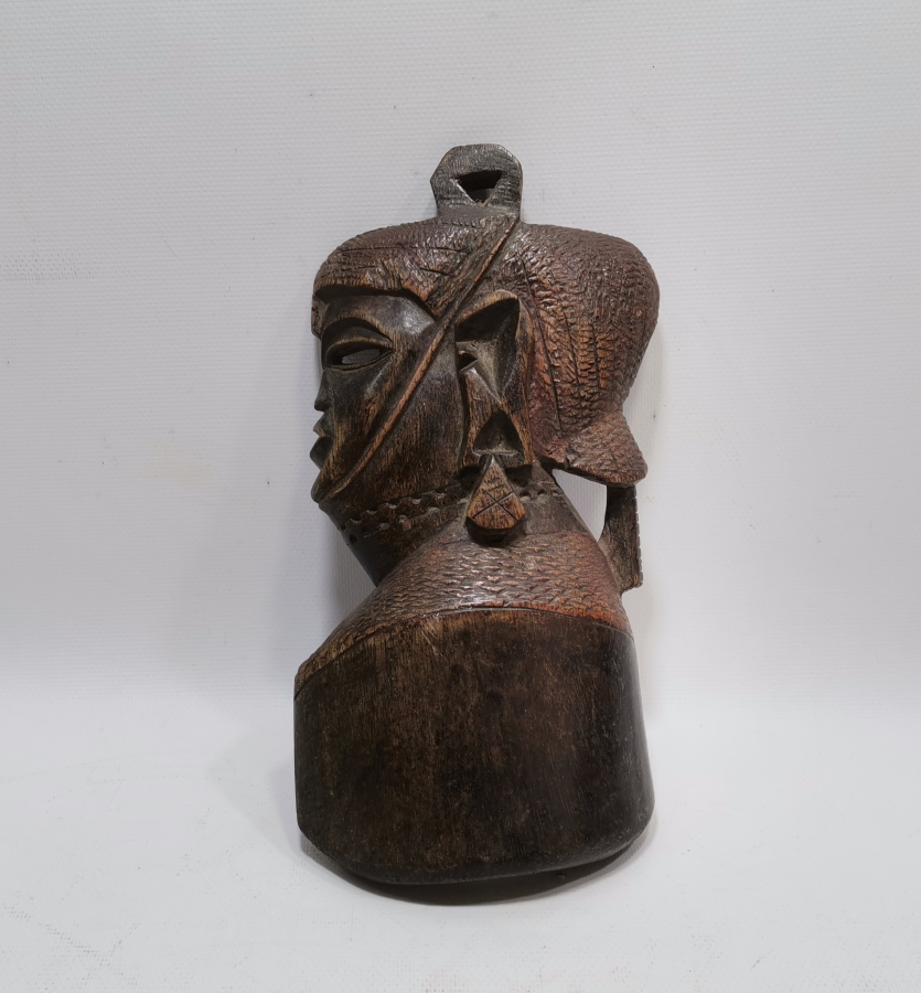 EL BOYAMA ANTİKA AHŞAP AFRİKA MASK