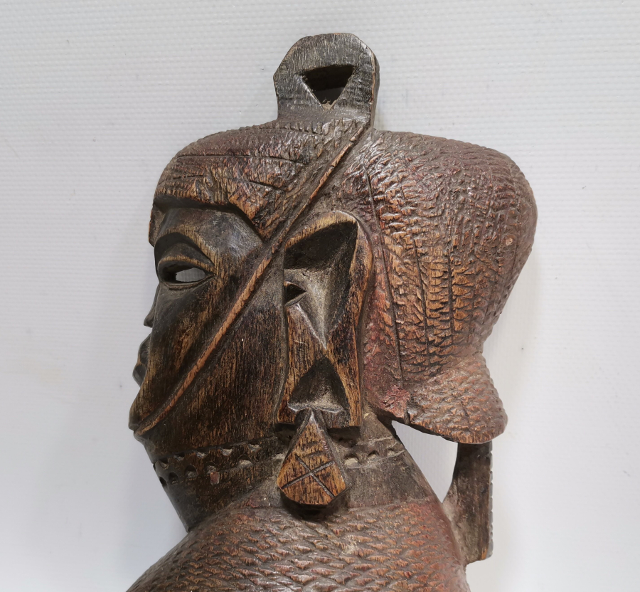 EL BOYAMA ANTİKA AHŞAP AFRİKA MASK