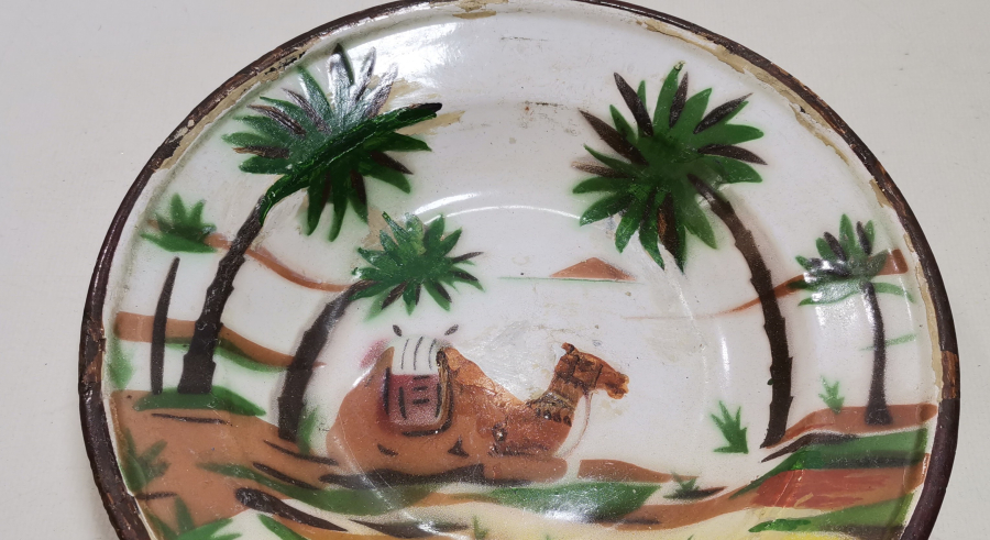 ÜZERİ DEVE FİGÜRLÜ OSMANLI DÖNEMİ EMAYE TABAK