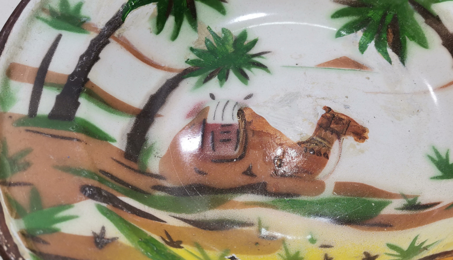 ÜZERİ DEVE FİGÜRLÜ OSMANLI DÖNEMİ EMAYE TABAK