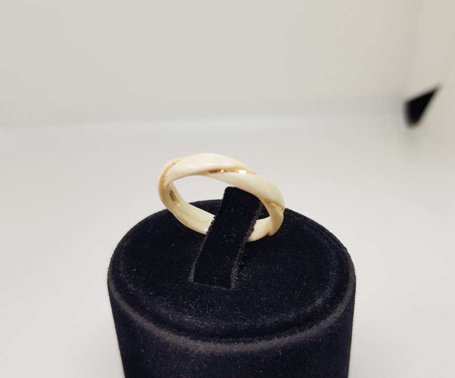 EL YAPIMI ALTIN GEÇME ANTİKA FİL DİŞİ YÜZÜK