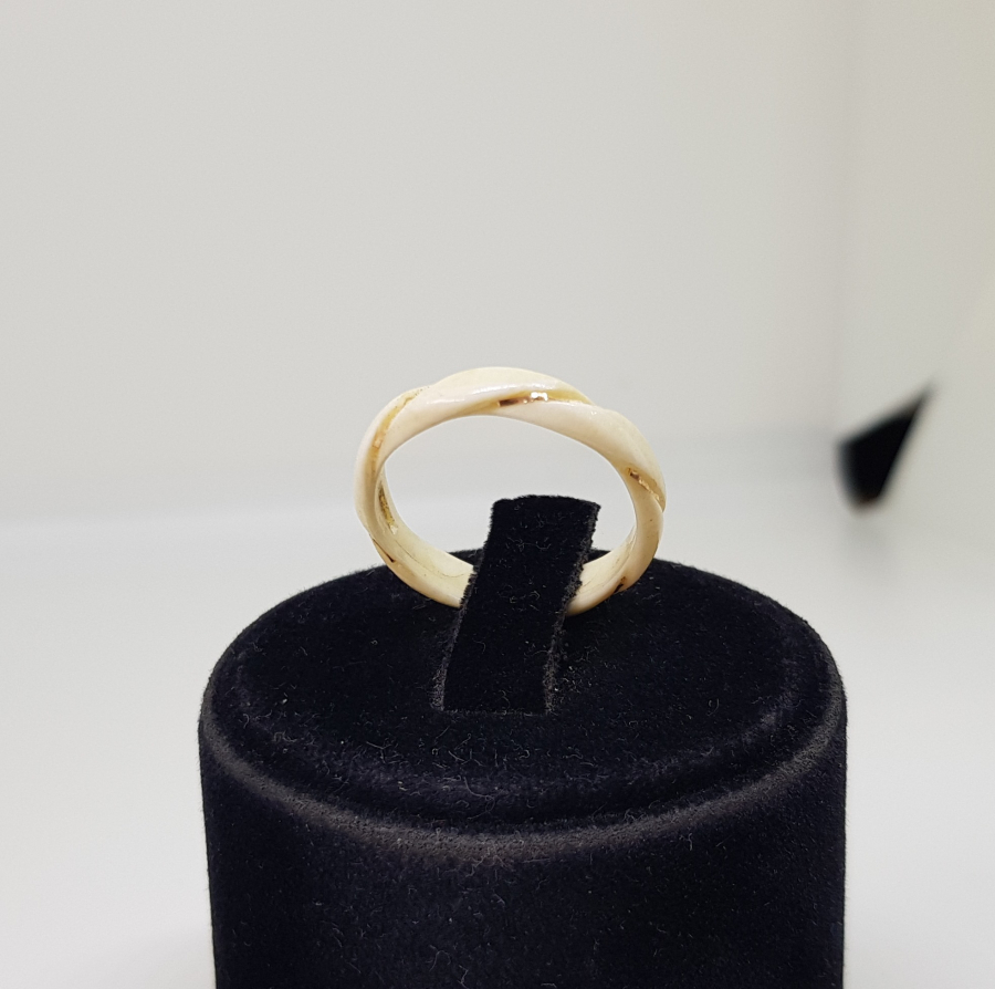 EL YAPIMI ALTIN GEÇME ANTİKA FİL DİŞİ YÜZÜK