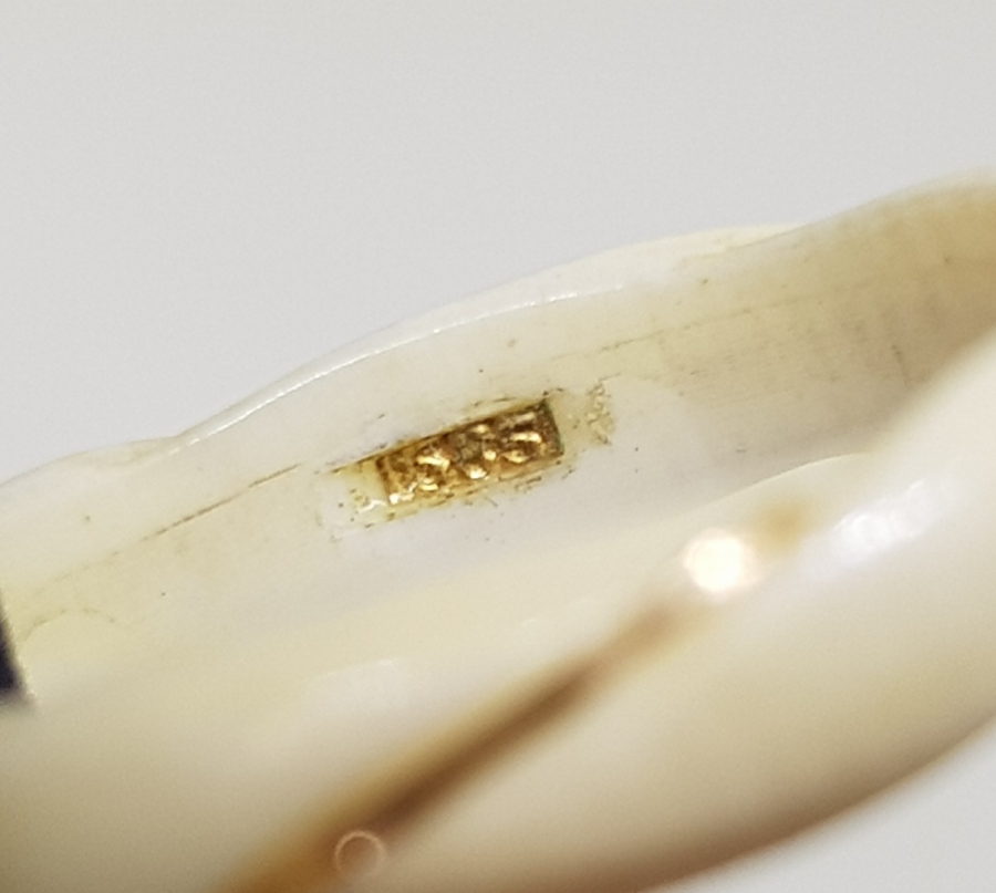 EL YAPIMI ALTIN GEÇME ANTİKA FİL DİŞİ YÜZÜK