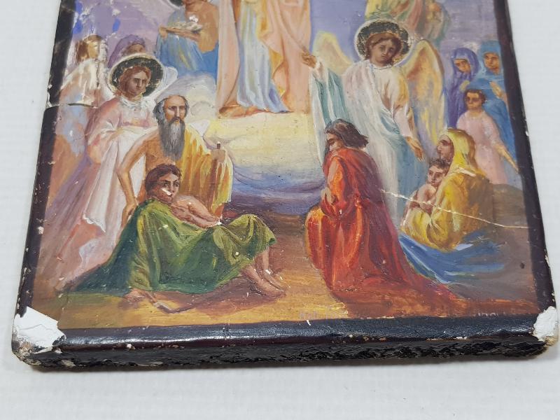 OSMANLI DÖNEMİ RUM İŞİ EL BOYAMA AHŞAP İKONA