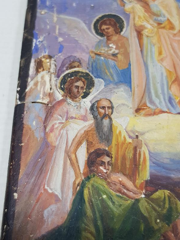 OSMANLI DÖNEMİ RUM İŞİ EL BOYAMA AHŞAP İKONA