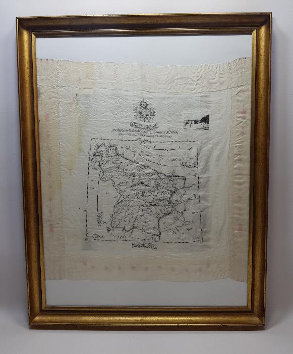 1903 TARİHLİ OSMANLI DEVLET ARMALI VE SİVAS HARİTALI SERGİ HATIRASI ÇOK NADİR İPEK MENDİL