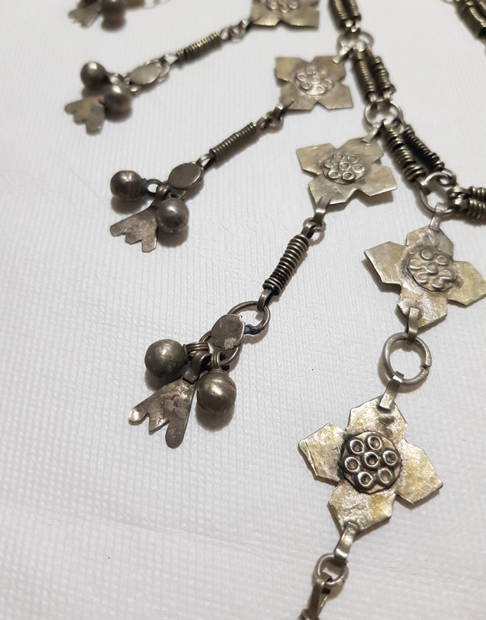 OSMANLI DÖNEMİ ERMENİ İŞİ HAÇ FORMLU NADİR GÜMÜŞ GERDANLIK