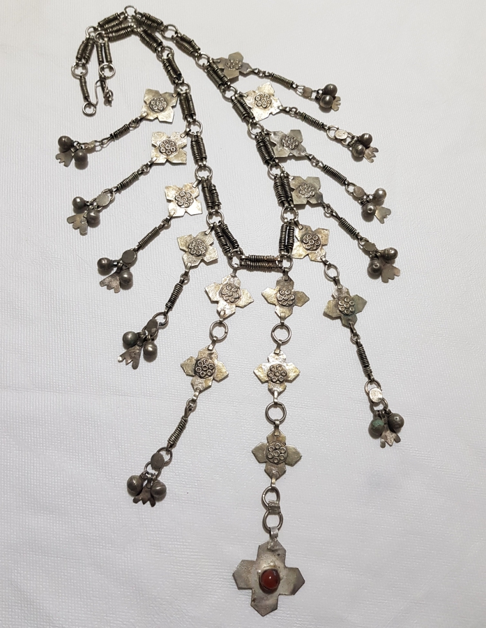 OSMANLI DÖNEMİ ERMENİ İŞİ HAÇ FORMLU NADİR GÜMÜŞ GERDANLIK