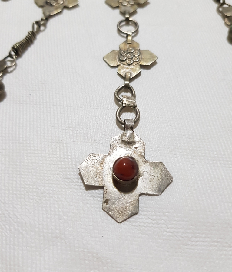 OSMANLI DÖNEMİ ERMENİ İŞİ HAÇ FORMLU NADİR GÜMÜŞ GERDANLIK