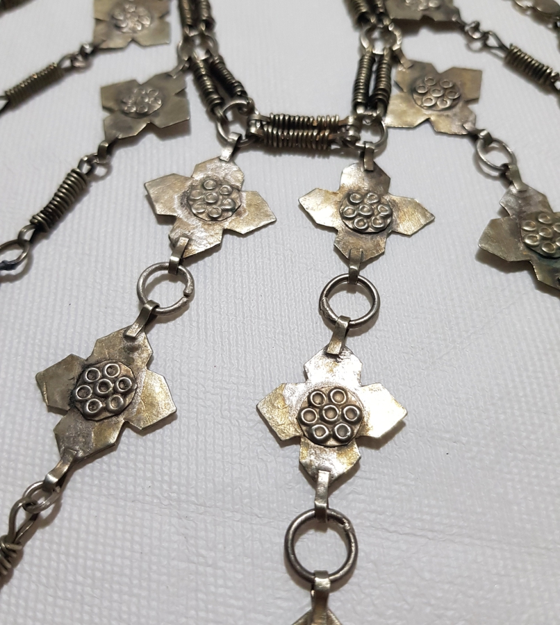 OSMANLI DÖNEMİ ERMENİ İŞİ HAÇ FORMLU NADİR GÜMÜŞ GERDANLIK