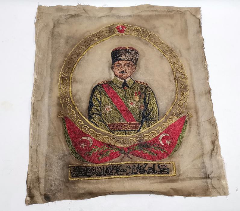 CUMHURİYET İLK DÖNEM ÇOK NADİR EL İŞLEME OSMANLICA YAZILI ATATÜRK PANOSU