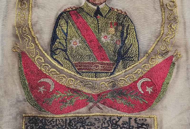 CUMHURİYET İLK DÖNEM ÇOK NADİR EL İŞLEME OSMANLICA YAZILI ATATÜRK PANOSU