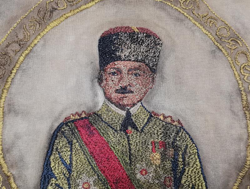 CUMHURİYET İLK DÖNEM ÇOK NADİR EL İŞLEME OSMANLICA YAZILI ATATÜRK PANOSU