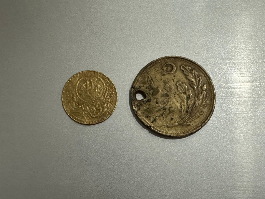 OSMANLI DÖNEMİ GALATA KÖPRÜSÜ GEÇİŞ JETONU VE OSMANLICA YAZILI İLK 10 KURUŞUMUZ