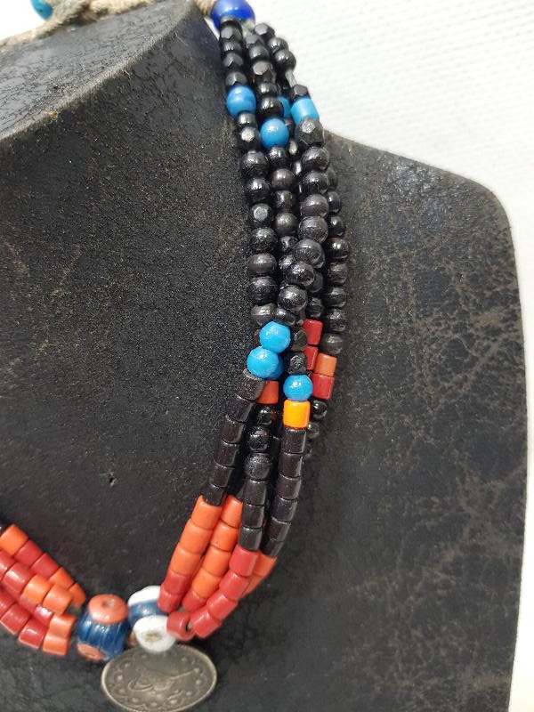 OSMANLI GÜMÜŞ PARALI MERCAN TAŞLI GERDANLIK