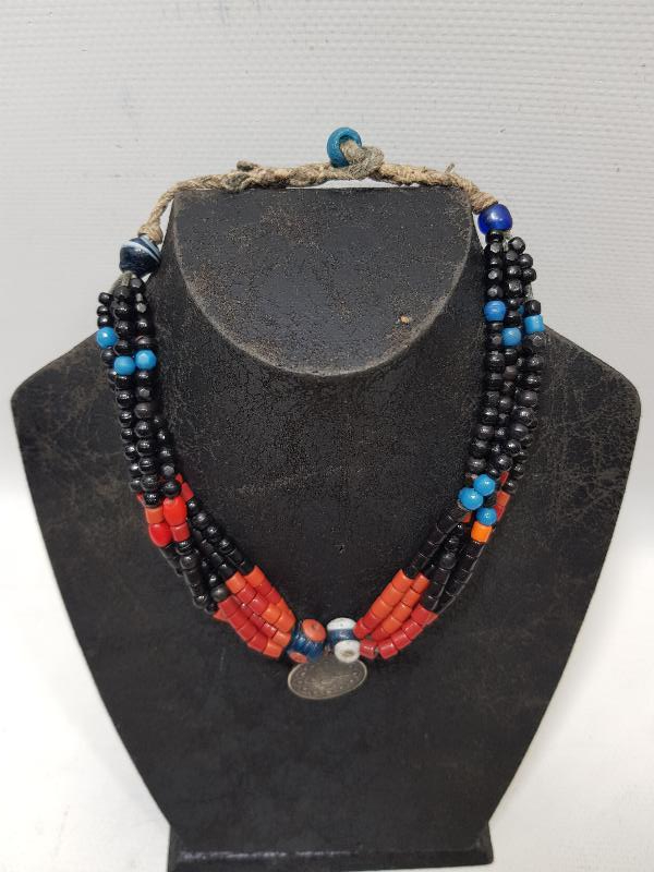 OSMANLI GÜMÜŞ PARALI MERCAN TAŞLI GERDANLIK