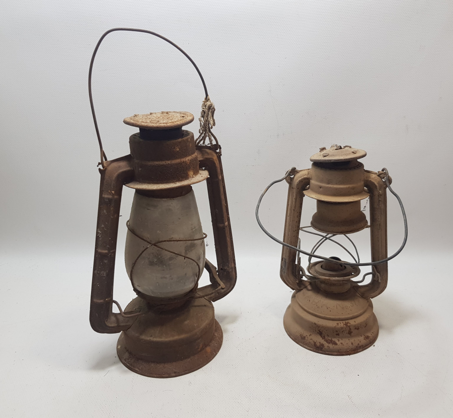 2 ADET YERLİ YAPIM ANTİKA GEMİCİ-MADENCİ FENERİ