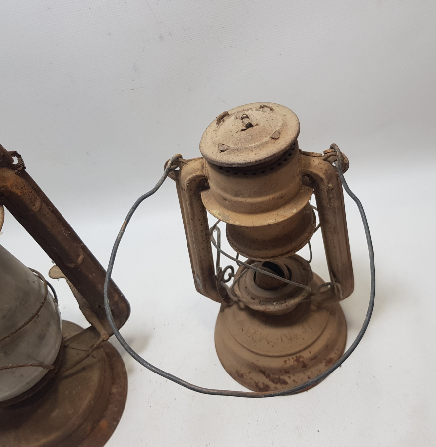 2 ADET YERLİ YAPIM ANTİKA GEMİCİ-MADENCİ FENERİ