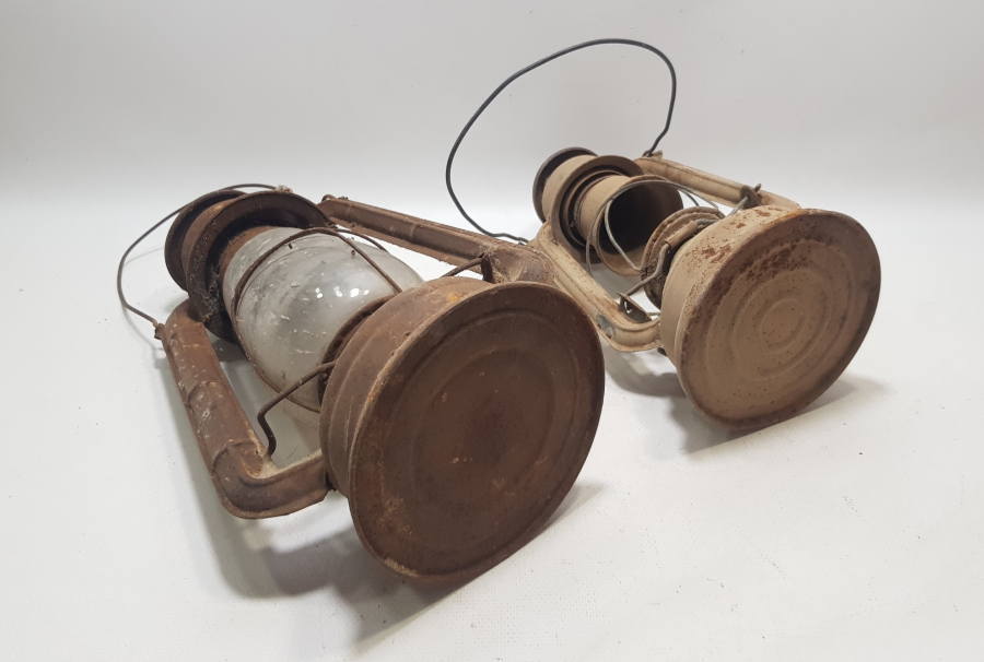 2 ADET YERLİ YAPIM ANTİKA GEMİCİ-MADENCİ FENERİ