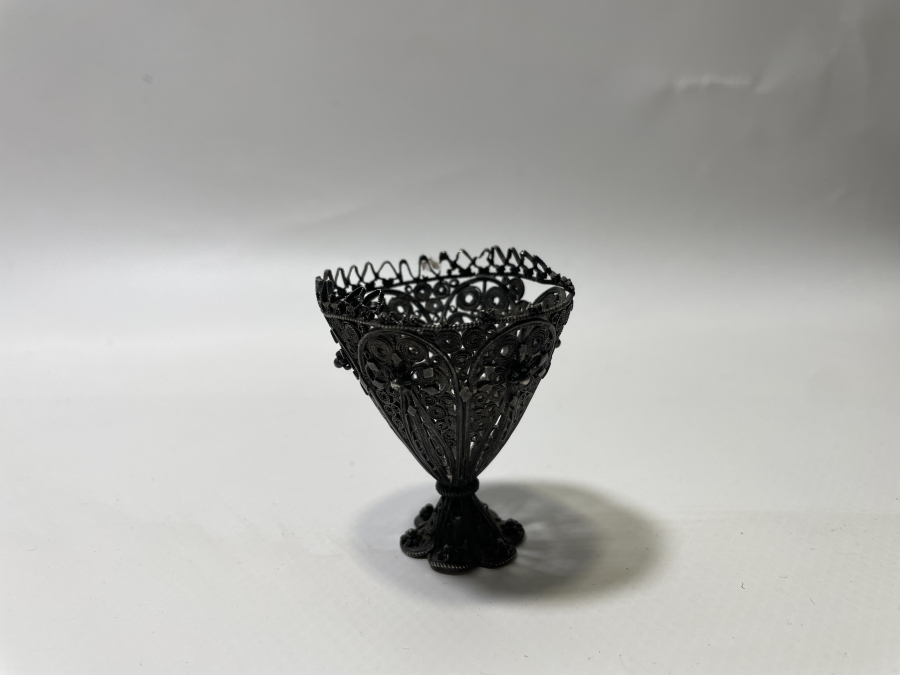 OSMANLI DÖNEMİ TELKARİ İŞÇİLİKLİ GÜMÜŞ FİNCAN ZARFI