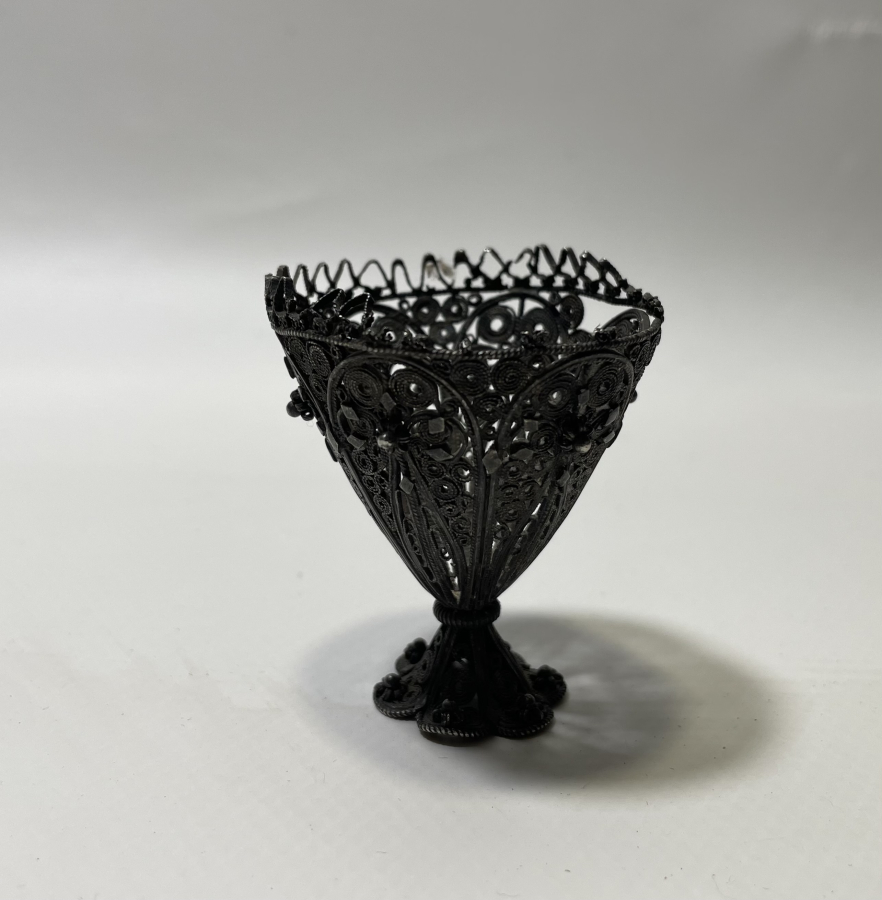 OSMANLI DÖNEMİ TELKARİ İŞÇİLİKLİ GÜMÜŞ FİNCAN ZARFI