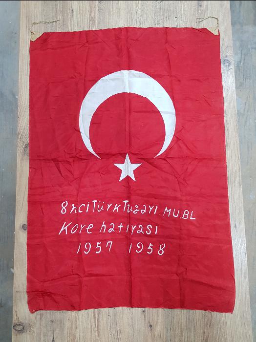KORE SAVAŞI ÇOK NADİR ASKERİ İPEK TÜRK BAYRAĞI