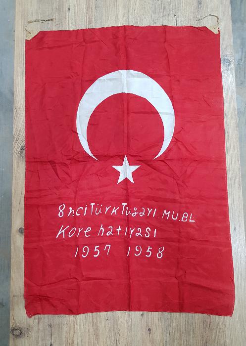 KORE SAVAŞI ÇOK NADİR ASKERİ İPEK TÜRK BAYRAĞI