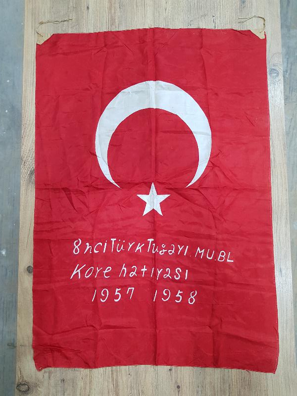 KORE SAVAŞI ÇOK NADİR ASKERİ İPEK TÜRK BAYRAĞI