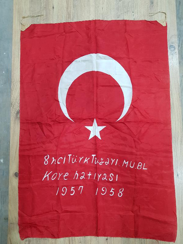 KORE SAVAŞI ÇOK NADİR ASKERİ İPEK TÜRK BAYRAĞI