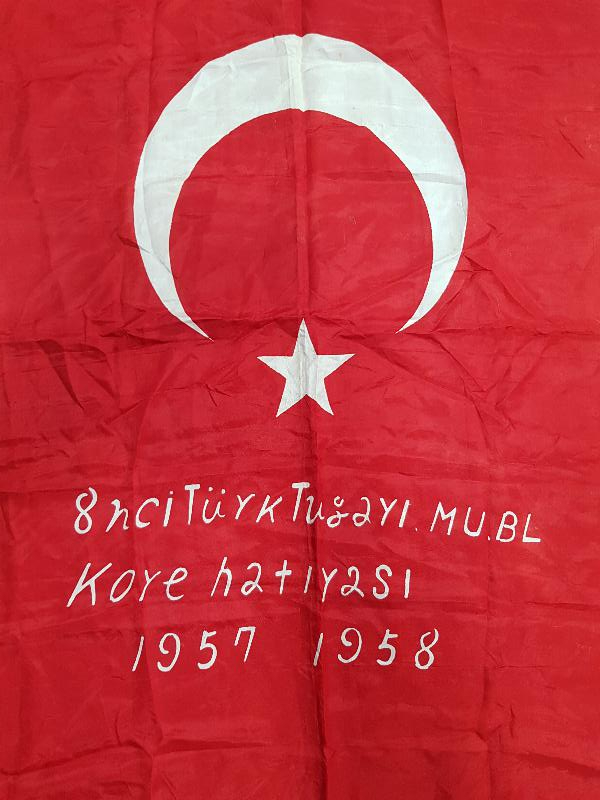 KORE SAVAŞI ÇOK NADİR ASKERİ İPEK TÜRK BAYRAĞI