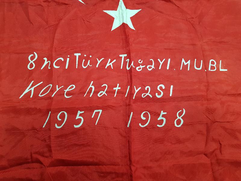 KORE SAVAŞI ÇOK NADİR ASKERİ İPEK TÜRK BAYRAĞI