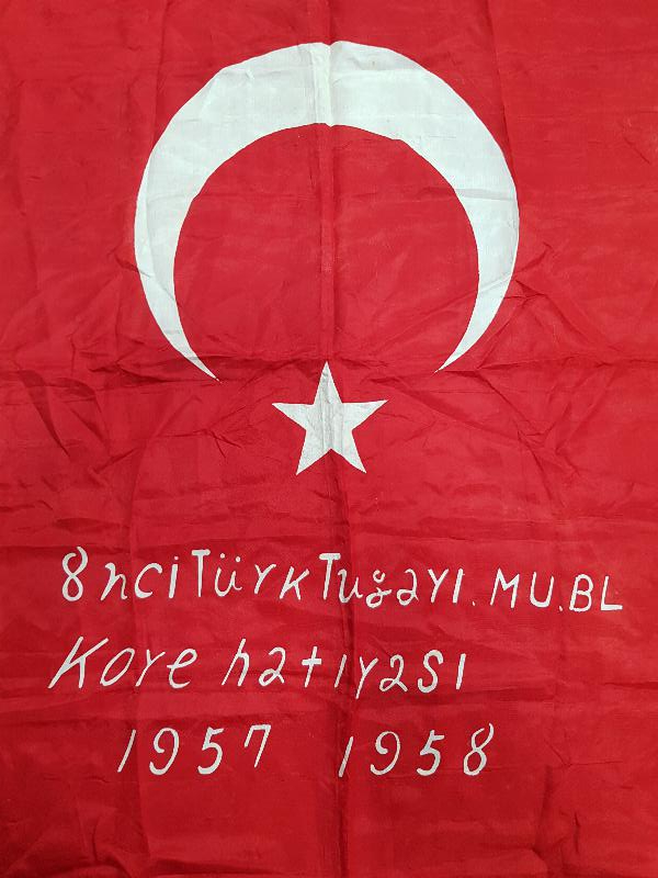 KORE SAVAŞI ÇOK NADİR ASKERİ İPEK TÜRK BAYRAĞI